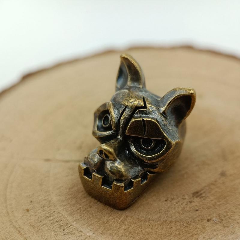 Edc Carry Kit - Bulldog Head Brass Knife Bead EDC